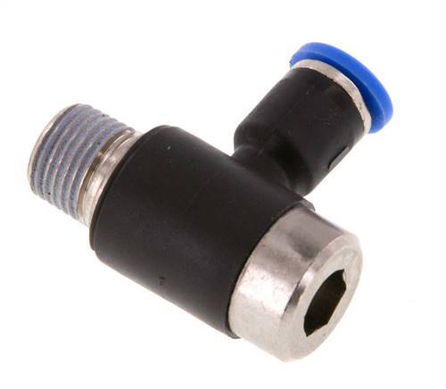 4mm x R1/8'' 90deg Winkel L-Form Steckfitting mit Außengewinde Messing/PA 66 NBR Innensechskant drehbar [2 Stück]