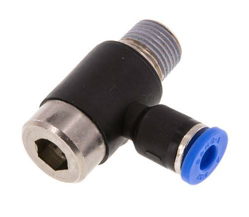 4mm x R1/8'' 90deg Winkel L-Form Steckfitting mit Außengewinde Messing/PA 66 NBR Innensechskant drehbar [2 Stück]