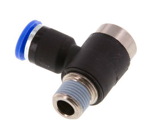 6mm x R1/8'' 90deg Winkel L-Form Steckfitting mit Außengewinde Messing/PA 66 NBR Innensechskant drehbar [2 Stück]