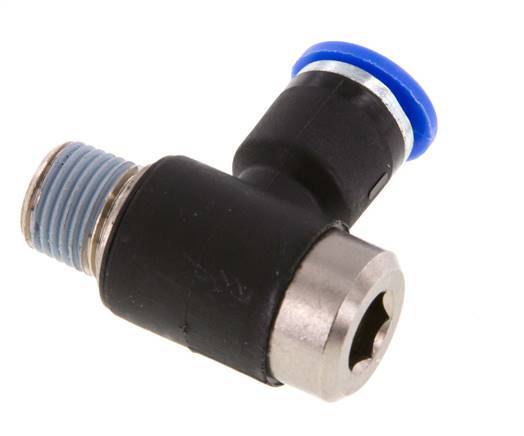 6mm x R1/8'' 90deg Winkel L-Form Steckfitting mit Außengewinde Messing/PA 66 NBR Innensechskant drehbar [2 Stück]