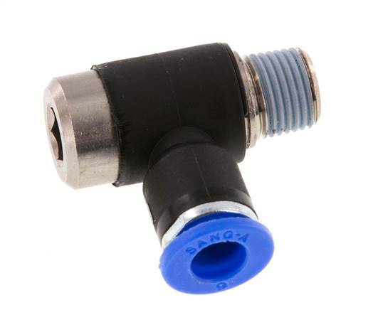 6mm x R1/8'' 90deg Winkel L-Form Steckfitting mit Außengewinde Messing/PA 66 NBR Innensechskant drehbar [2 Stück]