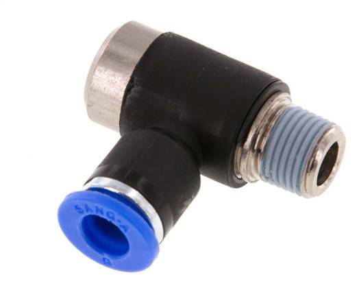 6mm x R1/8'' 90deg Winkel L-Form Steckfitting mit Außengewinde Messing/PA 66 NBR Innensechskant drehbar [2 Stück]