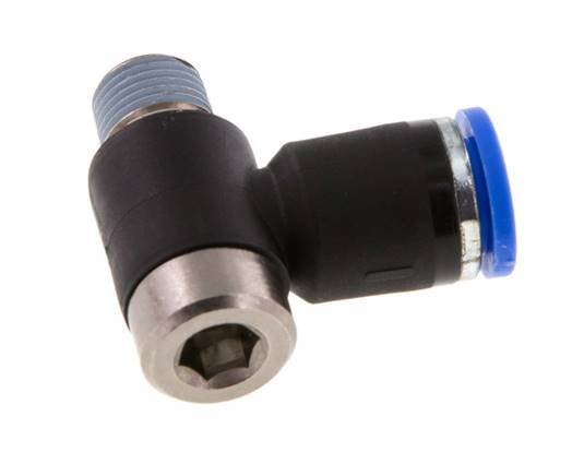 8mm x R1/8'' 90deg Winkel L-Form Steckfitting mit Außengewinde Messing/PA 66 NBR Innensechskant drehbar [2 Stück]