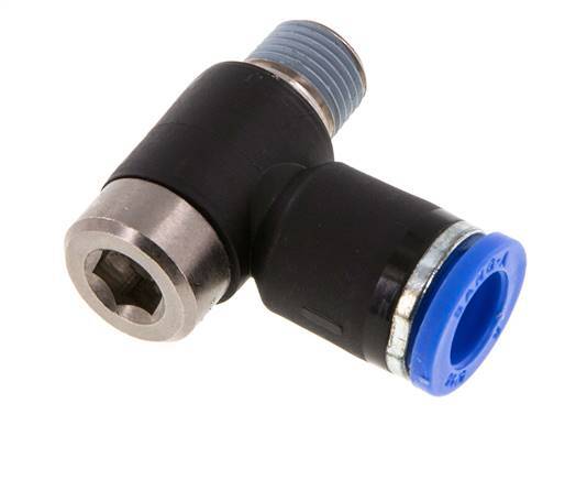 8mm x R1/8'' 90deg Winkel L-Form Steckfitting mit Außengewinde Messing/PA 66 NBR Innensechskant drehbar [2 Stück]