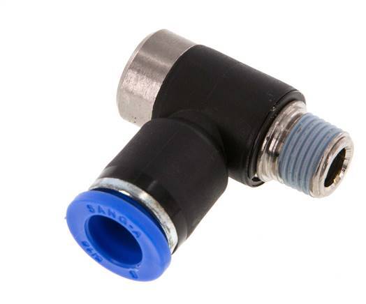 8mm x R1/8'' 90deg Winkel L-Form Steckfitting mit Außengewinde Messing/PA 66 NBR Innensechskant drehbar [2 Stück]