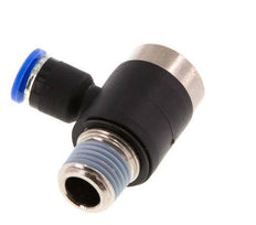 6mm x R1/4'' 90deg Elbow L-shape Push-in Fitting with Male Threads Brass/PA 66 NBR Inner Hexagon Rotatable [2 Pieces]