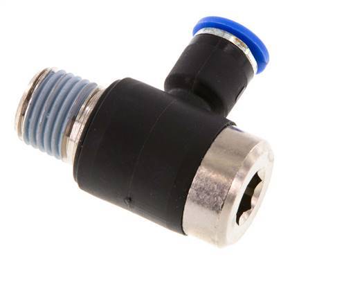 6mm x R1/4'' 90deg Winkel L-Form Steckfitting mit Außengewinde Messing/PA 66 NBR Innensechskant drehbar [2 Stück]