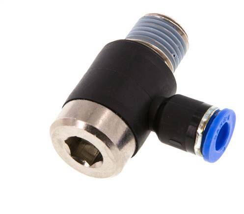 6mm x R1/4'' 90deg Winkel L-Form Steckfitting mit Außengewinde Messing/PA 66 NBR Innensechskant drehbar [2 Stück]