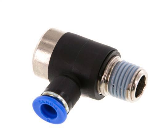 6mm x R1/4'' 90deg Winkel L-Form Steckfitting mit Außengewinde Messing/PA 66 NBR Innensechskant drehbar [2 Stück]