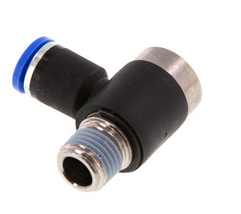 8mm x R1/4'' 90deg Elbow L-shape Push-in Fitting with Male Threads Brass/PA 66 NBR Inner Hexagon Rotatable [2 Pieces]