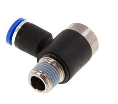 8mm x R1/4'' 90deg Elbow L-shape Push-in Fitting with Male Threads Brass/PA 66 NBR Inner Hexagon Rotatable [2 Pieces]