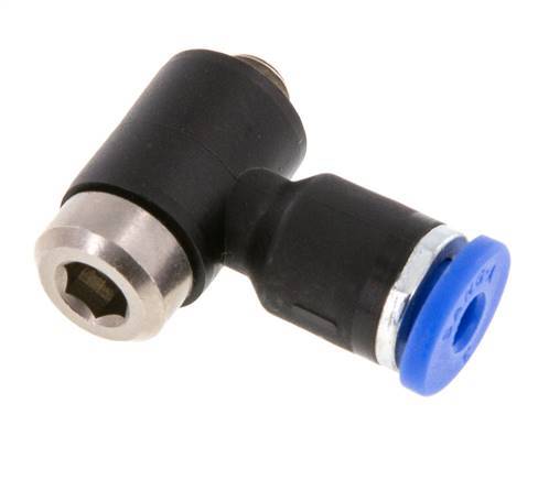 3mm x M 5 90Grad Winkel L-Form Steckverschraubung mit Außengewinde Messing/PA 66 NBR Innensechskant drehbar [2 Stück]