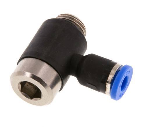 4mm x G1/8'' 90deg Winkel L-Form Steckfitting mit Außengewinde Messing/PA 66 NBR Innensechskant drehbar [2 Stück]
