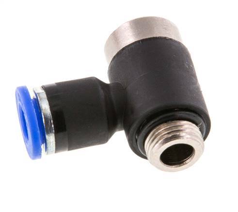 6mm x G1/8'' 90deg Elbow L-shape Push-in Fitting with Male Threads Brass/PA 66 NBR Inner Hexagon Rotatable [2 Pieces]