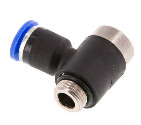 6mm x G1/8'' 90deg Elbow L-shape Push-in Fitting with Male Threads Brass/PA 66 NBR Inner Hexagon Rotatable [2 Pieces]