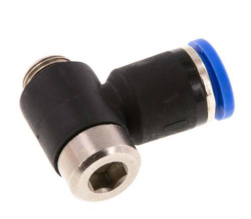 8mm x G1/8'' 90deg Winkel L-Form Steckfitting mit Außengewinde Messing/PA 66 NBR Innensechskant drehbar [2 Stück]