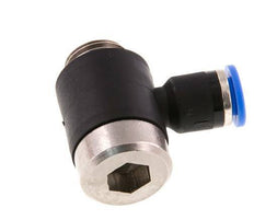6mm x G1/4'' 90deg Winkel L-Form Einsteckverschraubung mit Außengewinde Messing/PA 66 NBR Innensechskant drehbar [2 Stück]