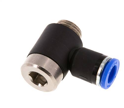 8mm x G1/4'' 90deg Winkel L-Form Einsteckverschraubung mit Außengewinde Messing/PA 66 NBR Innensechskant drehbar [2 Stück]