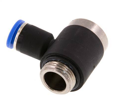 8mm x G3/8'' 90deg Elbow L-shape Push-in Fitting with Male Threads Brass/PA 66 NBR Inner Hexagon Rotatable