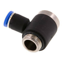 8mm x G3/8'' 90deg Elbow L-shape Push-in Fitting with Male Threads Brass/PA 66 NBR Inner Hexagon Rotatable