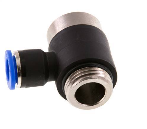 10mm x G1/2'' 90deg Elbow L-shape Push-in Fitting with Male Threads Brass/PA 66 NBR Inner Hexagon Rotatable