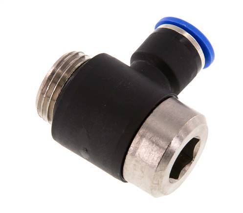 10mm x G1/2'' 90deg Elbow L-shape Push-in Fitting with Male Threads Brass/PA 66 NBR Inner Hexagon Rotatable