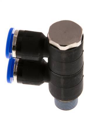 6mm x R1/8'' 2-Wege-Verteiler-Steckverschraubung mit Außengewinde Messing/PA 66 NBR drehbar