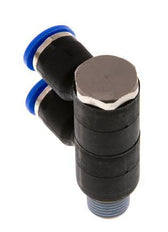 6mm x R1/8'' 2-Wege-Verteiler-Steckverschraubung mit Außengewinde Messing/PA 66 NBR drehbar