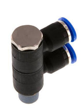 6mm x R1/8'' 2-Wege-Verteiler-Steckverschraubung mit Außengewinde Messing/PA 66 NBR drehbar
