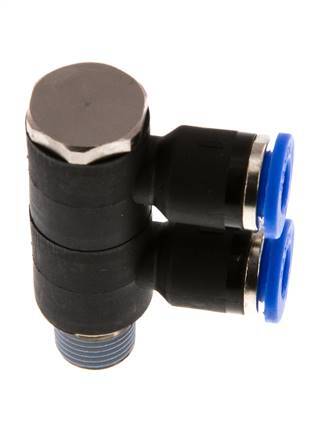 6mm x R1/8'' 2-Wege-Verteiler-Steckverschraubung mit Außengewinde Messing/PA 66 NBR drehbar