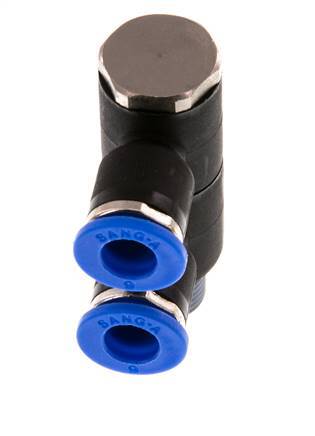 6mm x R1/8'' 2-Wege-Verteiler-Steckverschraubung mit Außengewinde Messing/PA 66 NBR drehbar