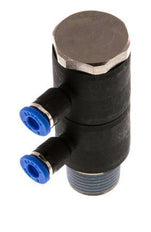 4mm x R3/8'' 2-way Manifold Push-in Fitting with Male Threads Brass/PA 66 NBR Rotatable