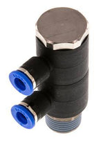 6mm x R3/8'' 2-way Manifold Push-in Fitting with Male Threads Brass/PA 66 NBR Rotatable