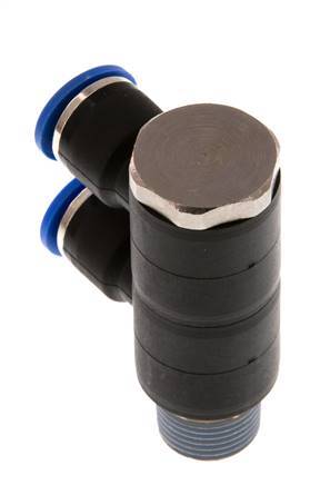 10mm x R3/8'' 2-Wege-Verteiler-Steckverschraubung mit Außengewinde Messing/PA 66 NBR drehbar