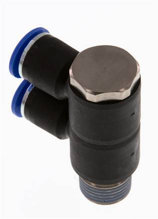 12mm x R1/2'' 2-way Manifold Push-in Fitting with Male Threads Brass/PA 66 NBR Rotatable