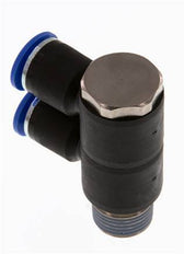 12mm x R1/2'' 2-way Manifold Push-in Fitting with Male Threads Brass/PA 66 NBR Rotatable