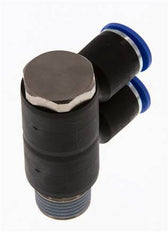 12mm x R1/2'' 2-way Manifold Push-in Fitting with Male Threads Brass/PA 66 NBR Rotatable