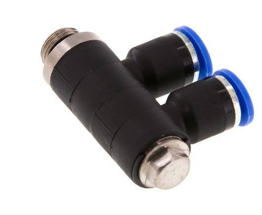 6mm x G1/8'' 2-Wege-Verteiler-Steckverschraubung mit Außengewinde Messing/PA 66 NBR drehbar