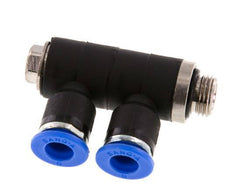 6mm x G1/8'' 2-Wege-Verteiler-Steckverschraubung mit Außengewinde Messing/PA 66 NBR drehbar