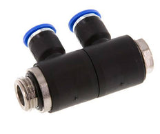 6mm x G1/4'' 2-way Manifold Push-in Fitting with Male Threads Brass/PA 66 NBR Rotatable