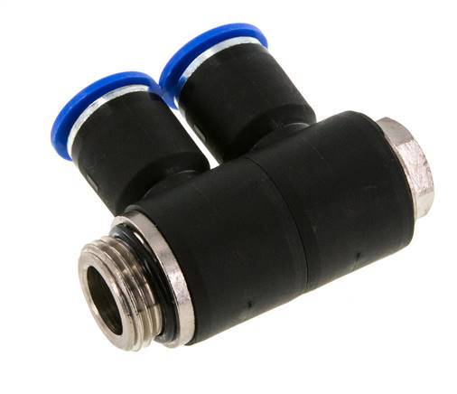 12mm x G1/2'' 2-way Manifold Push-in Fitting with Male Threads Brass/PA 66 NBR Rotatable
