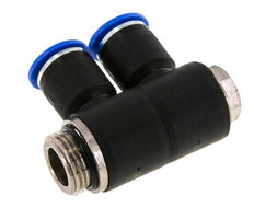 12mm x G1/2'' 2-way Manifold Push-in Fitting with Male Threads Brass/PA 66 NBR Rotatable
