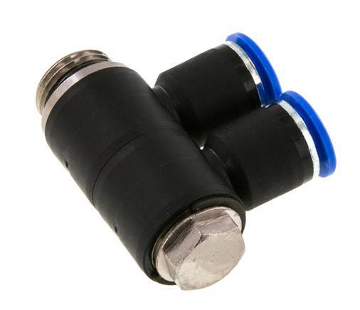 12mm x G1/2'' 2-way Manifold Push-in Fitting with Male Threads Brass/PA 66 NBR Rotatable