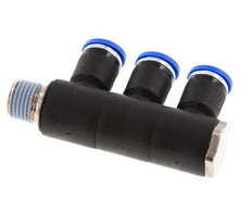 8mm x R1/4'' 3-Wege-Verteiler-Steckverschraubung mit Außengewinde Messing/PA 66 NBR drehbar