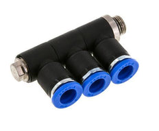 8mm x G1/8'' 3-way Manifold Push-in Fitting with Male Threads Brass/PA 66 NBR Rotatable