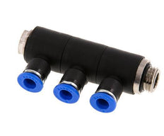 6mm x G1/4'' 3-Wege-Verteiler-Steckverschraubung mit Außengewinde Messing/PA 66 NBR drehbar