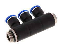 10mm x G3/8'' 3-way Manifold Push-in Fitting with Male Threads Brass/PA 66 NBR Rotatable