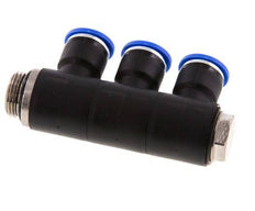 10mm x G3/8'' 3-Wege-Verteiler-Steckverschraubung mit Außengewinde Messing/PA 66 NBR drehbar