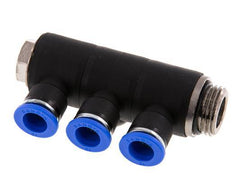 10mm x G1/2'' 3-Wege-Verteiler-Steckverschraubung mit Außengewinde Messing/PA 66 NBR drehbar