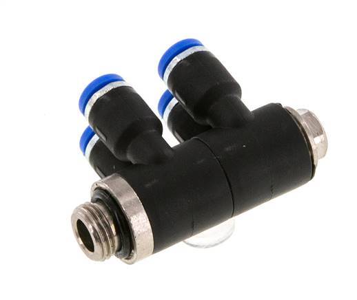 4mm x G1/8'' 4-Wege-Verteiler-Steckverschraubung mit Außengewinde Messing/PA 66 NBR drehbar